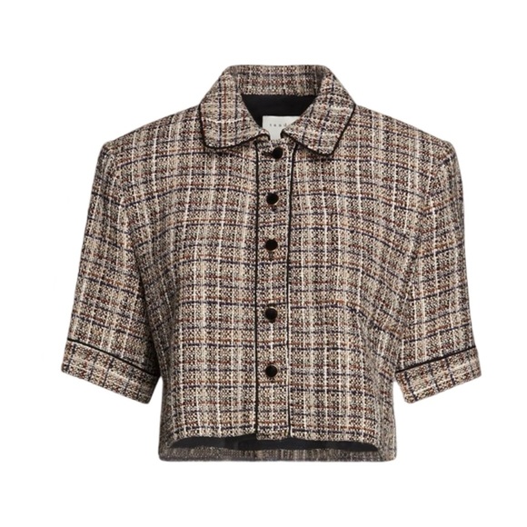 Sandro Glwadys Cropped Tweed Jacket - Picture 1 of 14